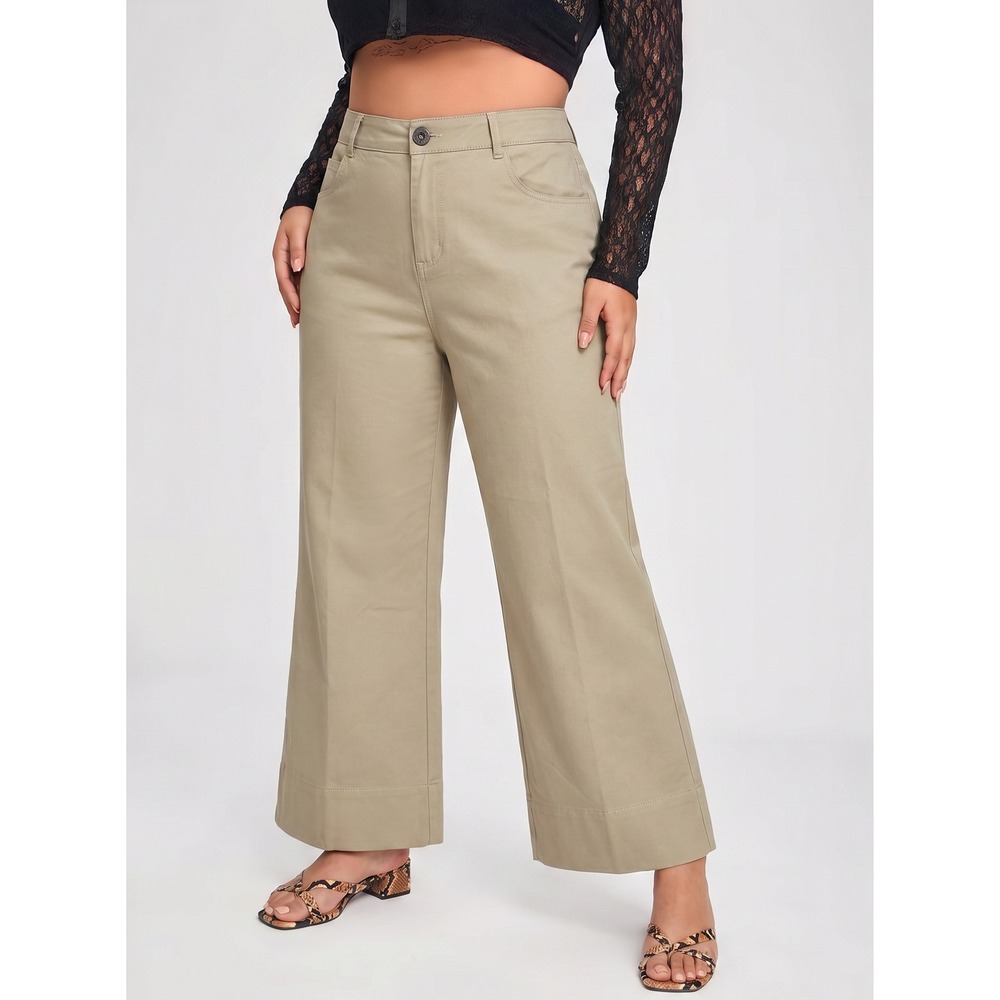 NEW Zara Womens Casuals Sage Green Wide Leg Cropped Pants Size MEDIUM W31 x L24